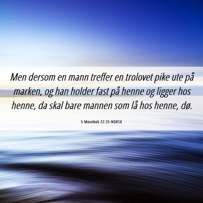 Picture 06 - 5 Mosebok 22:25 NORSK - Men dersom en mann treffer en trolovet pike ute - Bible Verse Picture