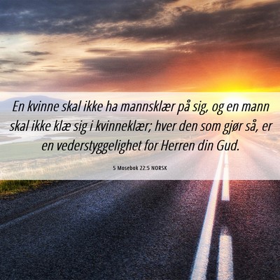 Picture 06 - 5 Mosebok 22:5 NORSK - En kvinne skal ikke ha mannsklær på sig, og en - Bible Verse Picture