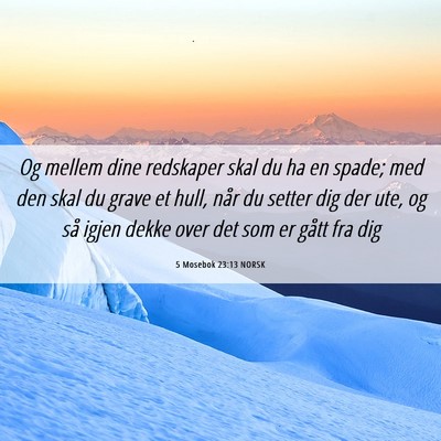 Picture 06 - 5 Mosebok 23:13 NORSK - Og mellem dine redskaper skal du ha en spade; med - Bible Verse Picture