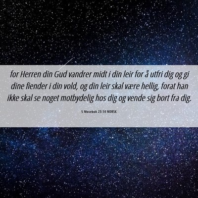 Picture 06 - 5 Mosebok 23:14 NORSK - for Herren din Gud vandrer midt i din leir for å - Bible Verse Picture