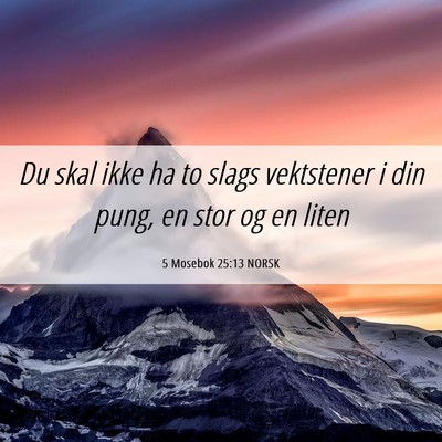 Picture 06 - 5 Mosebok 25:13 NORSK - Du skal ikke ha to slags vektstener i din pung, - Bible Verse Picture