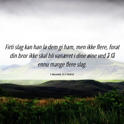 Picture 06 - 5 Mosebok 25:3 NORSK - Firti slag kan han la dem gi ham, men ikke flere, - Bible Verse Picture