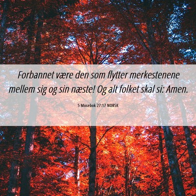 Picture 06 - 5 Mosebok 27:17 NORSK - Forbannet være den som flytter merkestenene - Bible Verse Picture