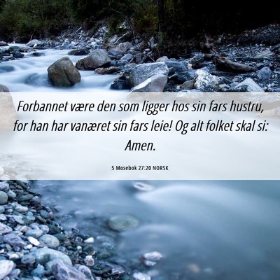 Picture 06 - 5 Mosebok 27:20 NORSK - Forbannet være den som ligger hos sin fars - Bible Verse Picture