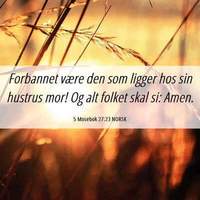 Picture 06 - 5 Mosebok 27:23 NORSK - Forbannet være den som ligger hos sin hustrus - Bible Verse Picture