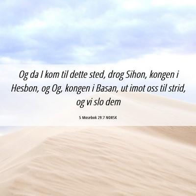 Picture 06 - 5 Mosebok 29:7 NORSK - Og da I kom til dette sted, drog Sihon, kongen i - Bible Verse Picture