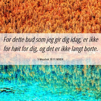 Picture 06 - 5 Mosebok 30:11 NORSK - For dette bud som jeg gir dig idag, er ikke for - Bible Verse Picture