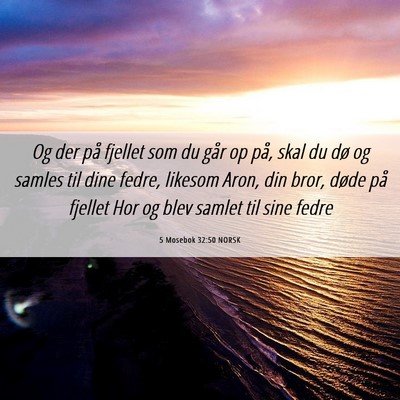 Picture 06 - 5 Mosebok 32:50 NORSK - Og der på fjellet som du går op på, skal du - Bible Verse Picture