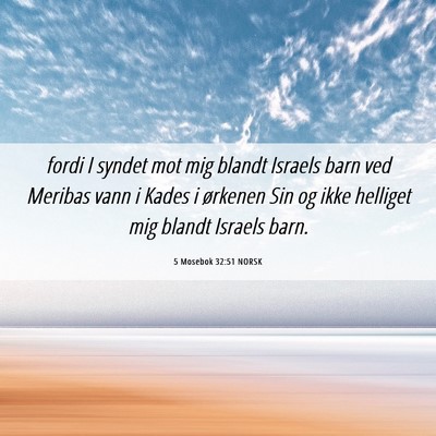 Picture 06 - 5 Mosebok 32:51 NORSK - fordi I syndet mot mig blandt Israels barn ved - Bible Verse Picture