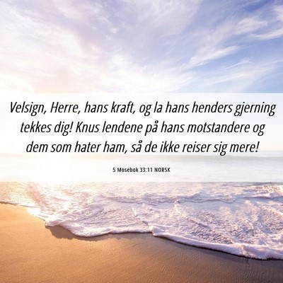 Picture 06 - 5 Mosebok 33:11 NORSK - Velsign, Herre, hans kraft, og la hans henders - Bible Verse Picture