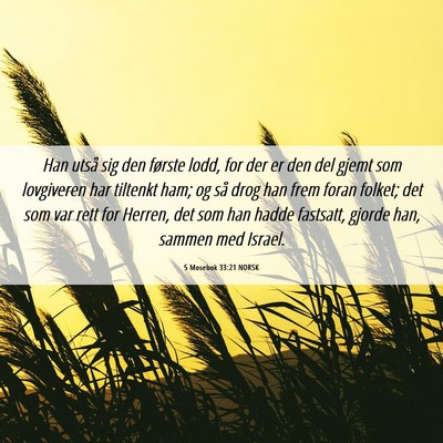Picture 06 - 5 Mosebok 33:21 NORSK - Han utså sig den første lodd, for der er den - Bible Verse Picture