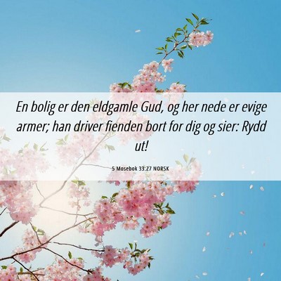 Picture 06 - 5 Mosebok 33:27 NORSK - En bolig er den eldgamle Gud, og her nede er - Bible Verse Picture