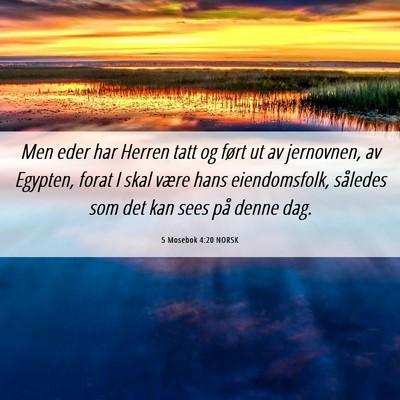 Picture 06 - 5 Mosebok 4:20 NORSK - Men eder har Herren tatt og ført ut av - Bible Verse Picture