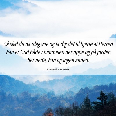 Picture 06 - 5 Mosebok 4:39 NORSK - Så skal du da idag vite og ta dig det til hjerte - Bible Verse Picture