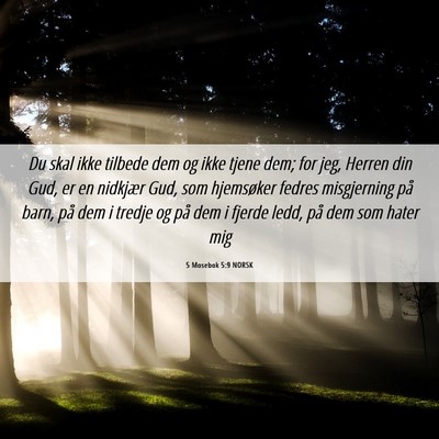 Picture 06 - 5 Mosebok 5:9 NORSK - Du skal ikke tilbede dem og ikke tjene dem; for - Bible Verse Picture