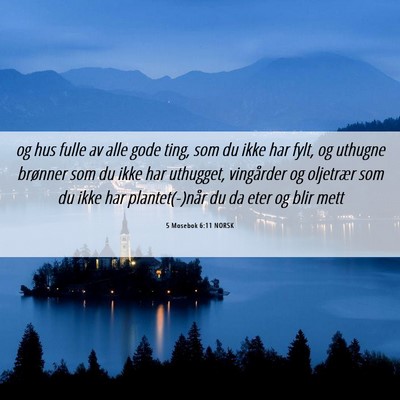 Picture 06 - 5 Mosebok 6:11 NORSK - og hus fulle av alle gode ting, som du ikke har - Bible Verse Picture