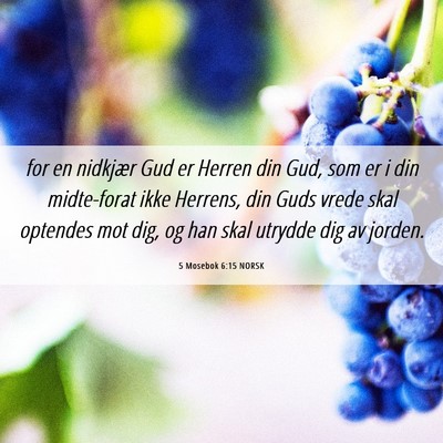 Picture 06 - 5 Mosebok 6:15 NORSK - for en nidkjær Gud er Herren din Gud, som er i - Bible Verse Picture
