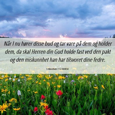 Picture 06 - 5 Mosebok 7:12 NORSK - Når I nu hører disse bud og tar vare på dem og - Bible Verse Picture
