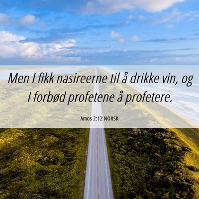 Picture 06 - Amos 2:12 NORSK - Men I fikk nasireerne til å drikke vin, og I - Bible Verse Picture