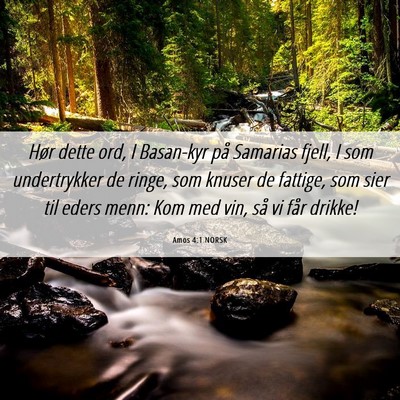 Picture 06 - Amos 4:1 NORSK - Hør dette ord, I Basan-kyr på Samarias fjell, I - Bible Verse Picture