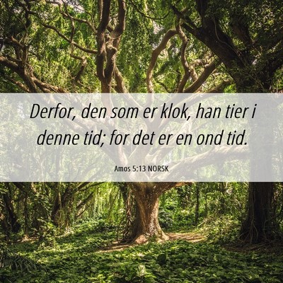 Picture 06 - Amos 5:13 NORSK - Derfor, den som er klok, han tier i denne tid; - Bible Verse Picture