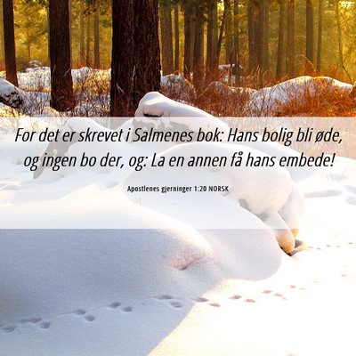Picture 06 - Apostlenes gjerninger 1:20 NORSK - For det er skrevet i Salmenes bok: Hans bolig bli - Bible Verse Picture