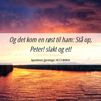 Picture 06 - Apostlenes gjerninger 10:13 NORSK - Og det kom en røst til ham: Stå op, Peter! - Bible Verse Picture