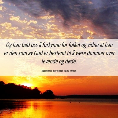 Picture 06 - Apostlenes gjerninger 10:42 NORSK - Og han bød oss å forkynne for folket og vidne - Bible Verse Picture