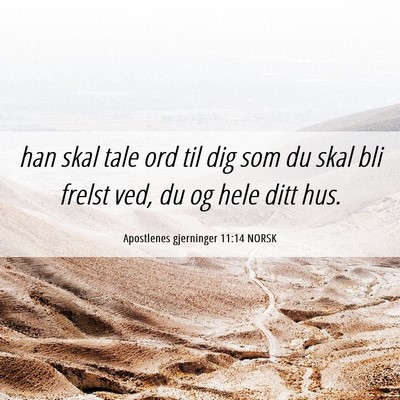 Picture 06 - Apostlenes gjerninger 11:14 NORSK - han skal tale ord til dig som du skal bli frelst - Bible Verse Picture