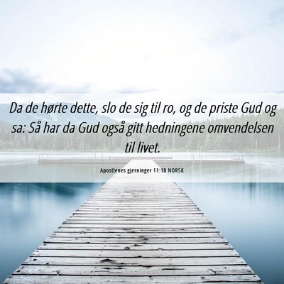 Picture 06 - Apostlenes gjerninger 11:18 NORSK - Da de hørte dette, slo de sig til ro, og de - Bible Verse Picture