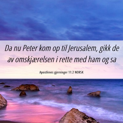 Picture 06 - Apostlenes gjerninger 11:2 NORSK - Da nu Peter kom op til Jerusalem, gikk de av - Bible Verse Picture