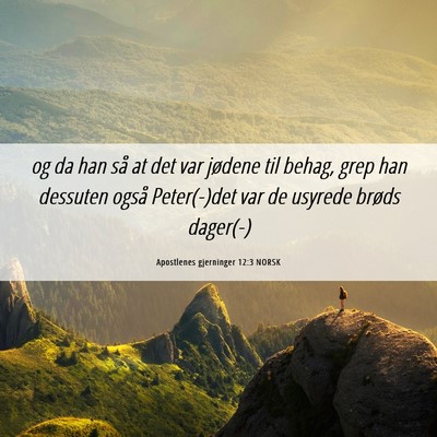 Picture 06 - Apostlenes gjerninger 12:3 NORSK - og da han så at det var jødene til behag, grep - Bible Verse Picture