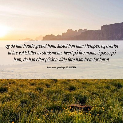 Picture 06 - Apostlenes gjerninger 12:4 NORSK - og da han hadde grepet ham, kastet han ham i - Bible Verse Picture