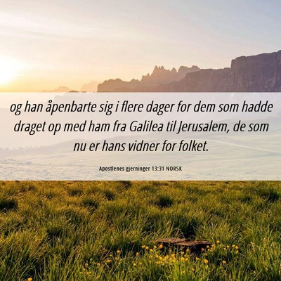Picture 06 - Apostlenes gjerninger 13:31 NORSK - og han åpenbarte sig i flere dager for dem som - Bible Verse Picture