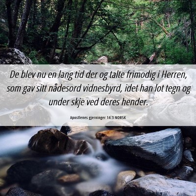 Picture 06 - Apostlenes gjerninger 14:3 NORSK - De blev nu en lang tid der og talte frimodig i - Bible Verse Picture