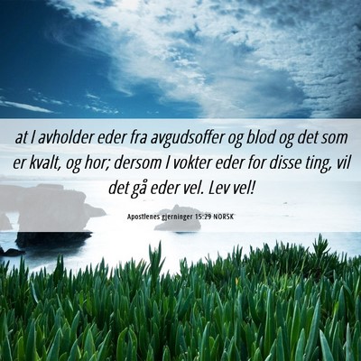 Picture 06 - Apostlenes gjerninger 15:29 NORSK - at I avholder eder fra avgudsoffer og blod og det - Bible Verse Picture