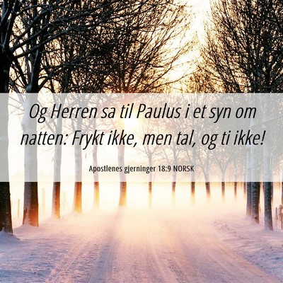 Picture 06 - Apostlenes gjerninger 18:9 NORSK - Og Herren sa til Paulus i et syn om natten: Frykt - Bible Verse Picture