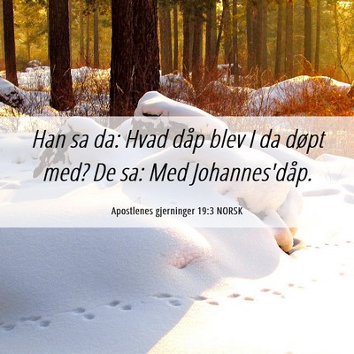 Picture 06 - Apostlenes gjerninger 19:3 NORSK - Han sa da: Hvad dåp blev I da døpt med? De sa: - Bible Verse Picture