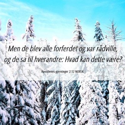 Picture 06 - Apostlenes gjerninger 2:12 NORSK - Men de blev alle forferdet og var rådville, og - Bible Verse Picture