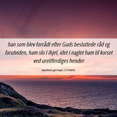 Picture 06 - Apostlenes gjerninger 2:23 NORSK - han som blev forrådt efter Guds besluttede råd - Bible Verse Picture