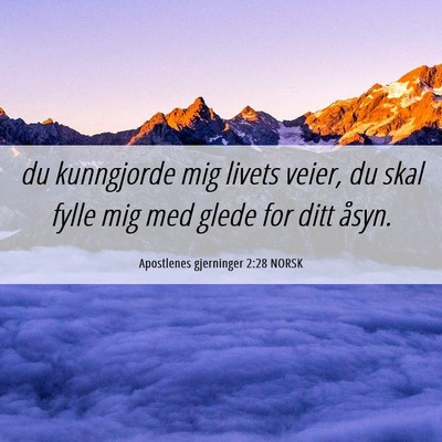 Picture 06 - Apostlenes gjerninger 2:28 NORSK - du kunngjorde mig livets veier, du skal fylle mig - Bible Verse Picture