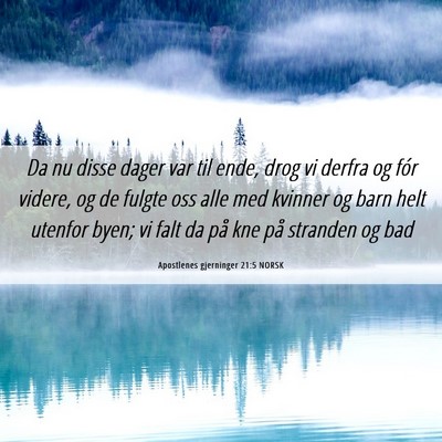 Picture 06 - Apostlenes gjerninger 21:5 NORSK - Da nu disse dager var til ende, drog vi derfra og - Bible Verse Picture