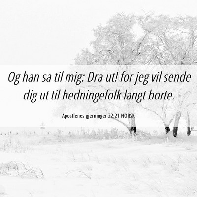 Picture 06 - Apostlenes gjerninger 22:21 NORSK - Og han sa til mig: Dra ut! for jeg vil sende dig - Bible Verse Picture