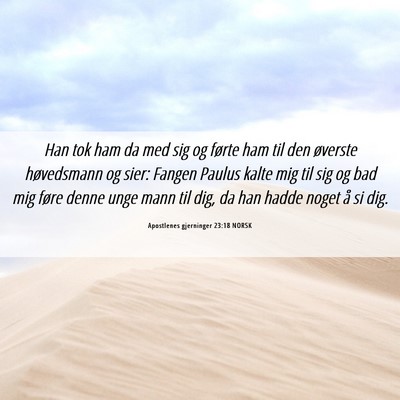 Picture 06 - Apostlenes gjerninger 23:18 NORSK - Han tok ham da med sig og førte ham til den - Bible Verse Picture