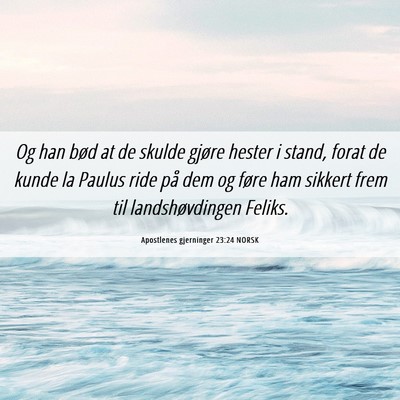 Picture 06 - Apostlenes gjerninger 23:24 NORSK - Og han bød at de skulde gjøre hester i stand, - Bible Verse Picture