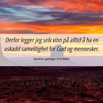Picture 06 - Apostlenes gjerninger 24:16 NORSK - Derfor legger jeg selv vinn på alltid å ha en - Bible Verse Picture