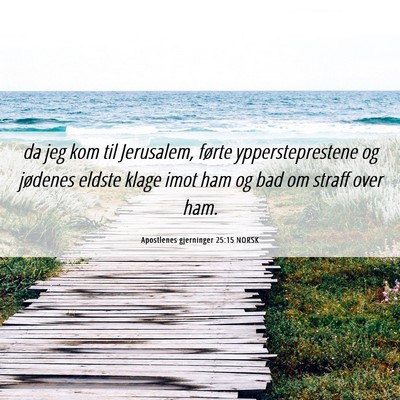 Picture 06 - Apostlenes gjerninger 25:15 NORSK - da jeg kom til Jerusalem, førte yppersteprestene - Bible Verse Picture