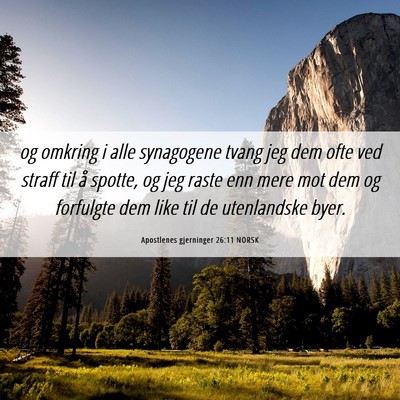 Picture 06 - Apostlenes gjerninger 26:11 NORSK - og omkring i alle synagogene tvang jeg dem ofte - Bible Verse Picture