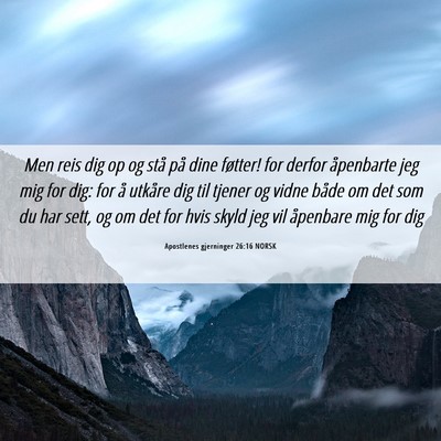 Picture 06 - Apostlenes gjerninger 26:16 NORSK - Men reis dig op og stå på dine føtter! for - Bible Verse Picture