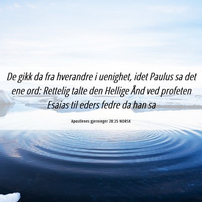 Picture 06 - Apostlenes gjerninger 28:25 NORSK - De gikk da fra hverandre i uenighet, idet Paulus - Bible Verse Picture